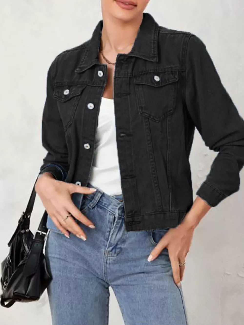Button Up Long Sleeve Denim Jacket