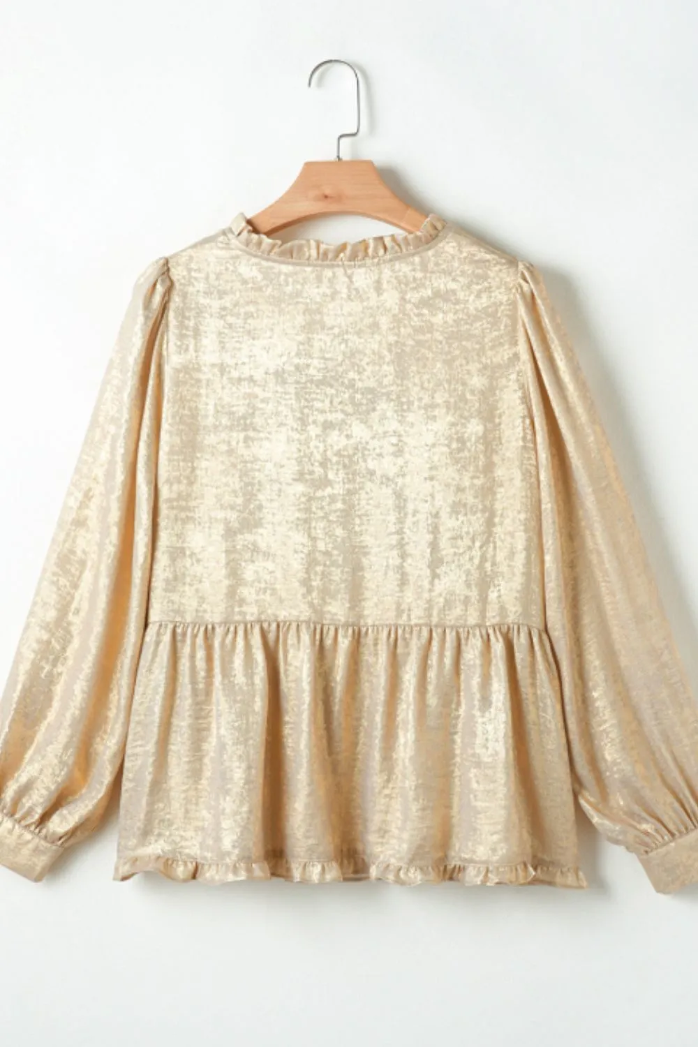 Frill Peplum V-Neck Long Sleeve Blouse, image 8