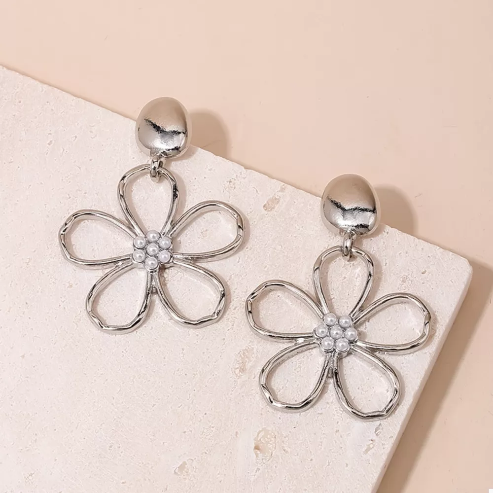 Alloy Flower Drop Earrings, image 6
