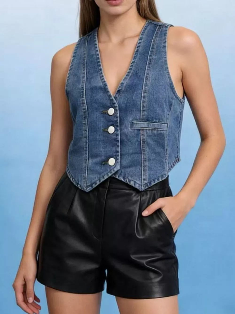 Button-Down Denim Vest, image 5