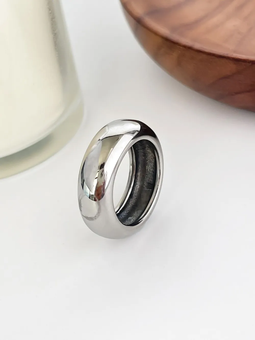 2-Piece 18K Gold-Plated Stainless Dome Band Rings, image 3