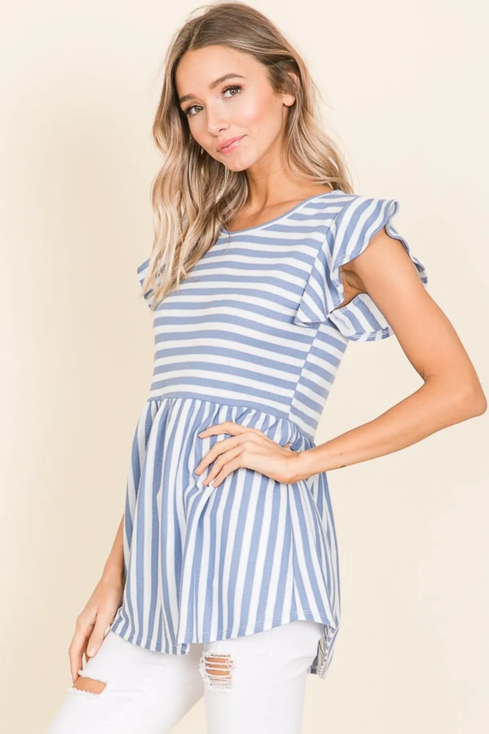 Striped Round Neck Blouse, image 4