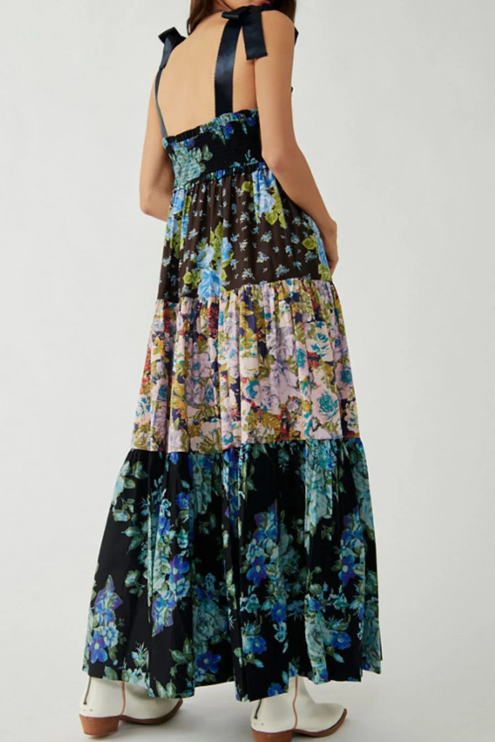 Floral Tiered Maxi Dress with Mixed Print Design, image 17