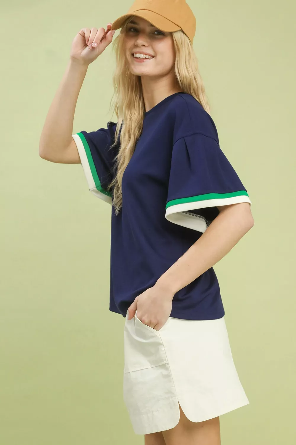 Contrast Trim Bell Sleeve Top, image 4
