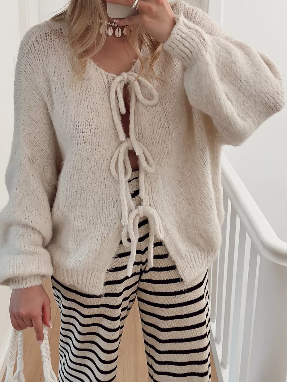 Tied Long Sleeve Dropped Shoulder Cardigan, image 2
