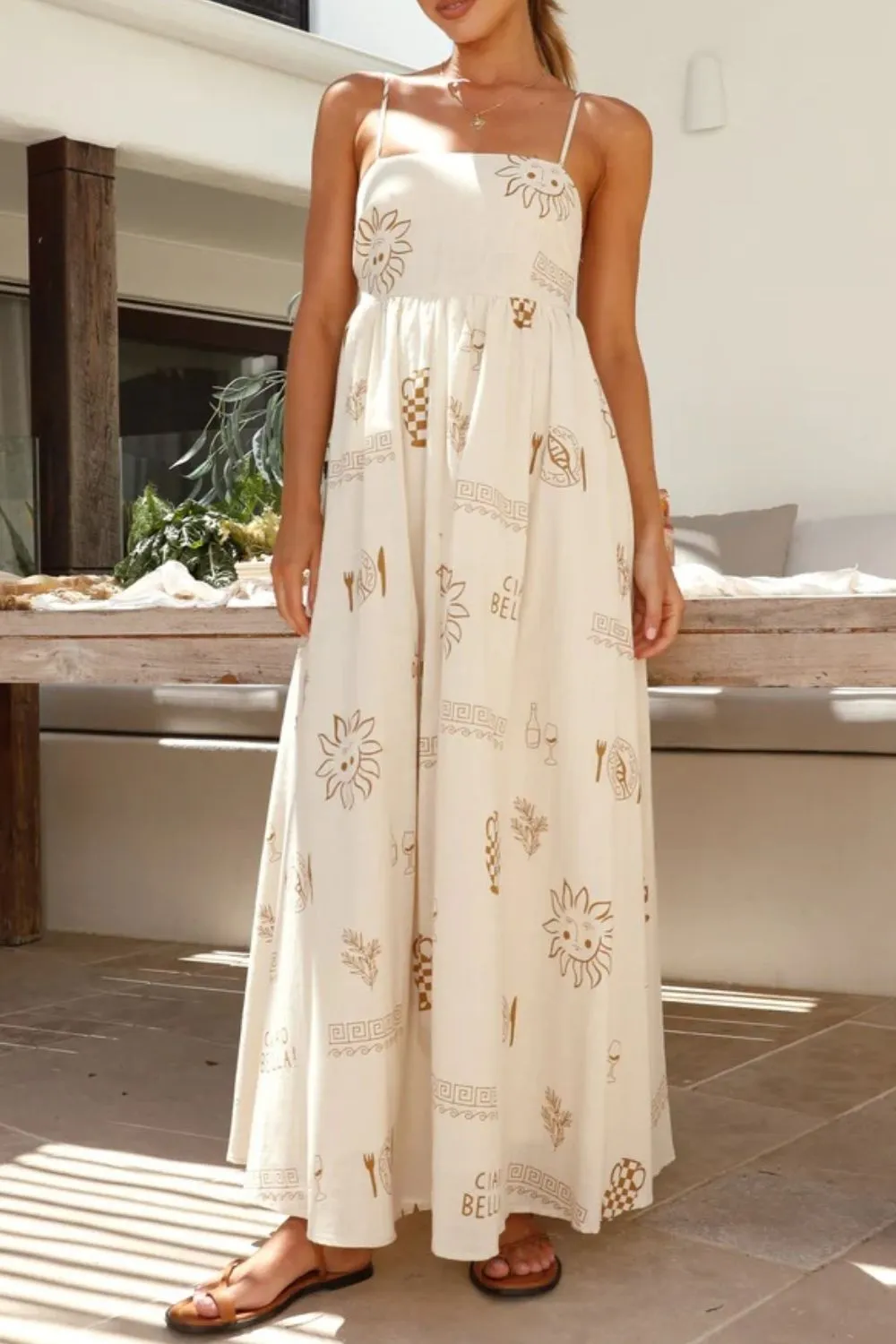 Printed Square Neck Maxi Cami Dress, image 4