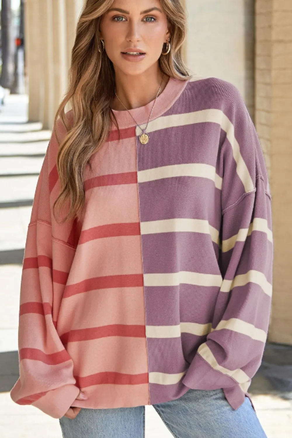 Contrast Striped Long Sleeve Sweatshirt, image 15