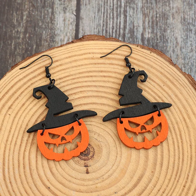 Wooden Pumpkin Shape Earrings, image 4
