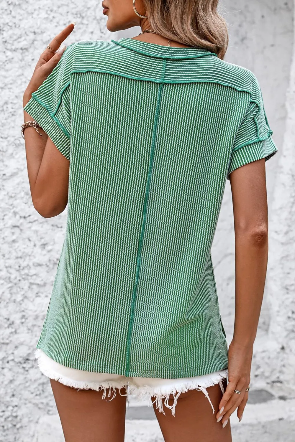 Striped Round Neck Short Sleeve T-Shirt, image 15