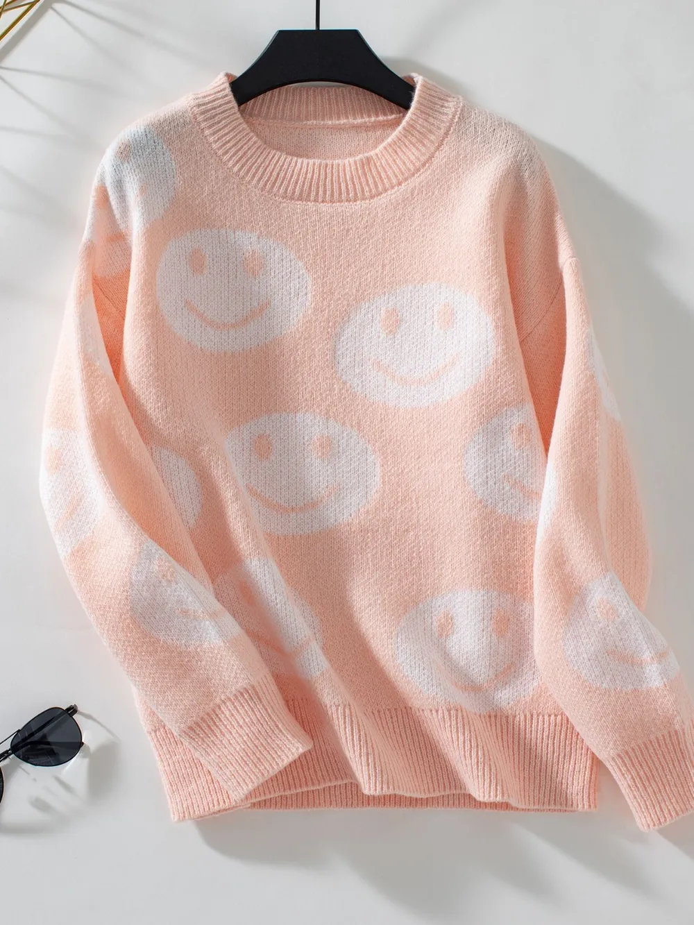 Smile Pattern Round Neck Long Sleeve Sweater, image 10