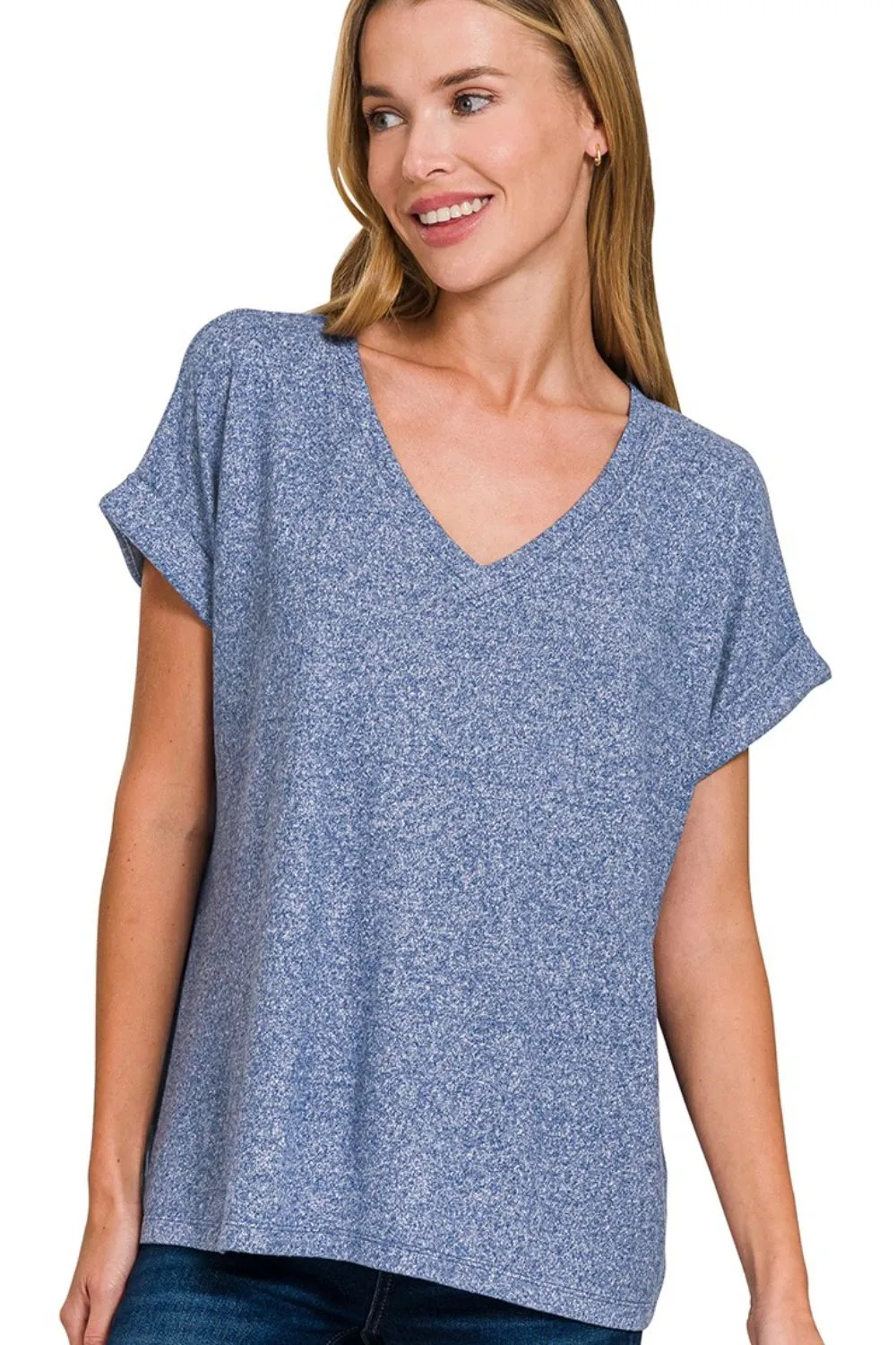 Soft Melange Hacci V-neck Tee