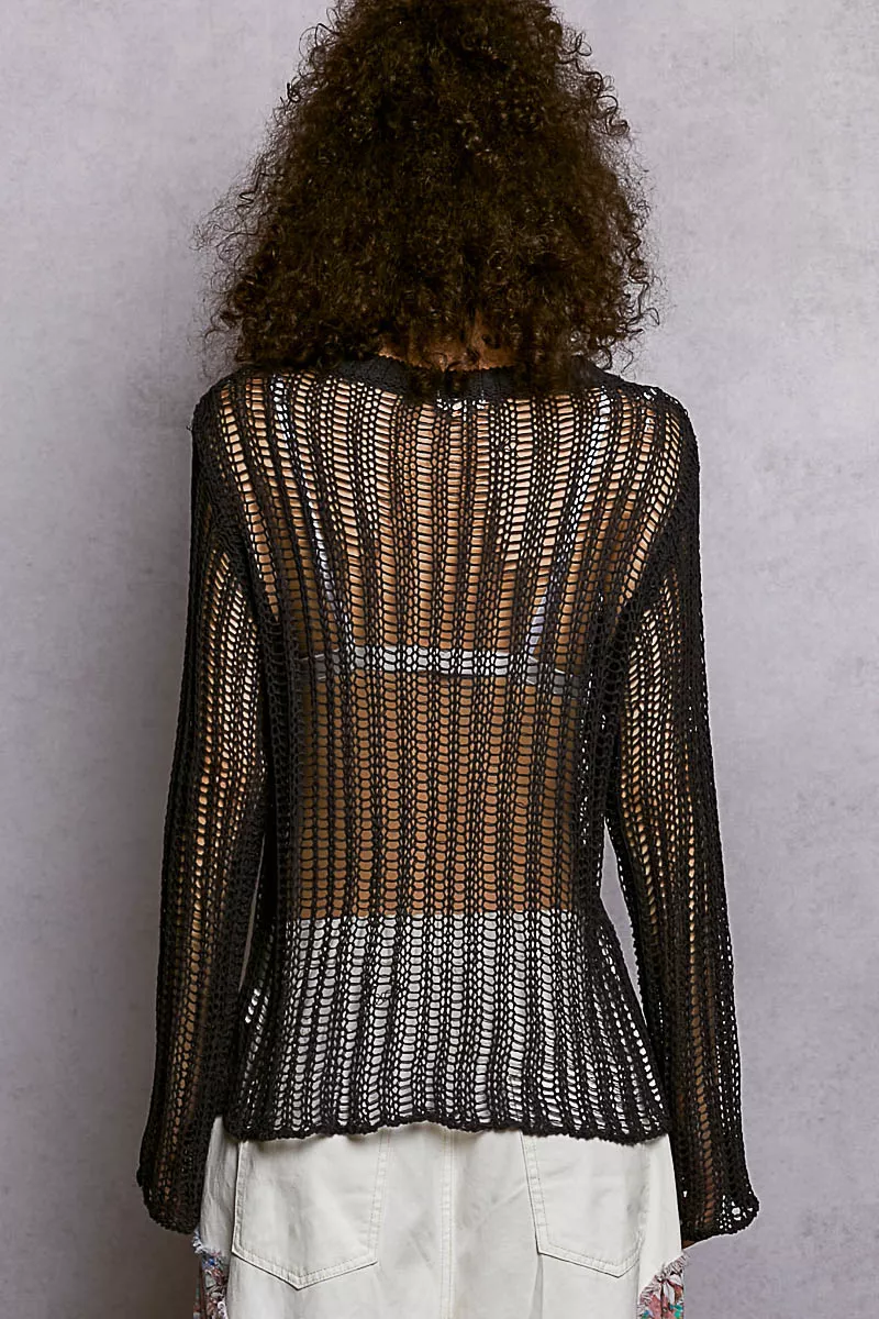 Openwork Round Neck Knit Cover Up, image 4