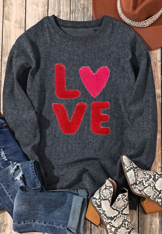 Valentine’s Day LOVE Round Neck Long Sleeve Sweatshirt, image 9