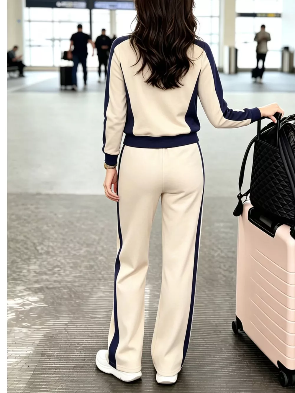 Contrast Side Stripes Top and Pants Set, image 5