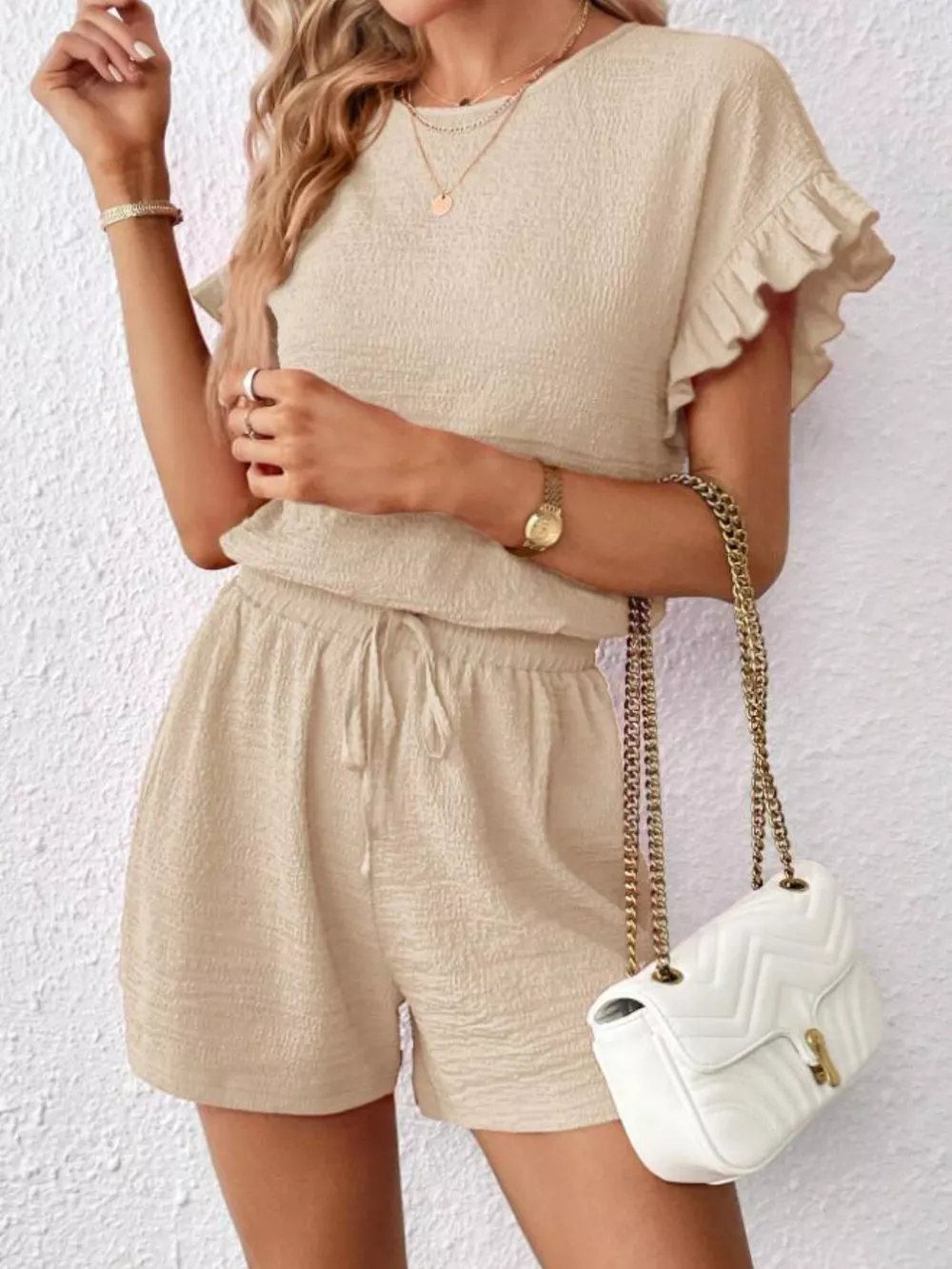 Round Neck Tee and Shorts Set, image 2