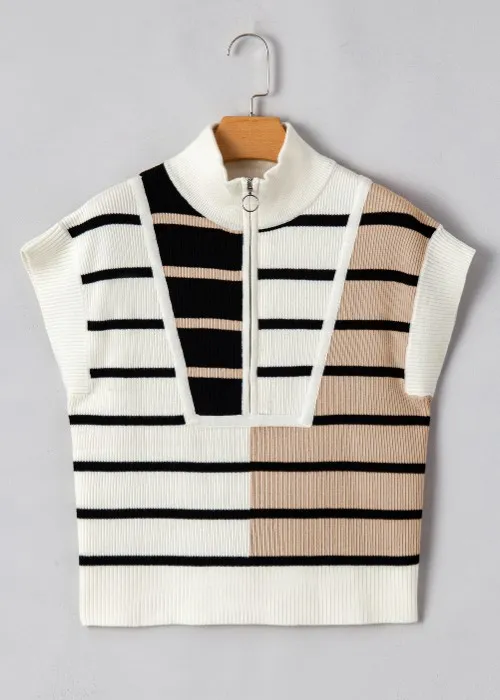 Striped Half Zip Sweater Vest, image 8