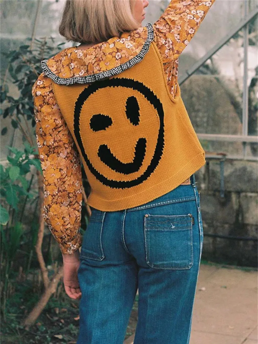 Smiley Round Neck Sweater Vest, image 12