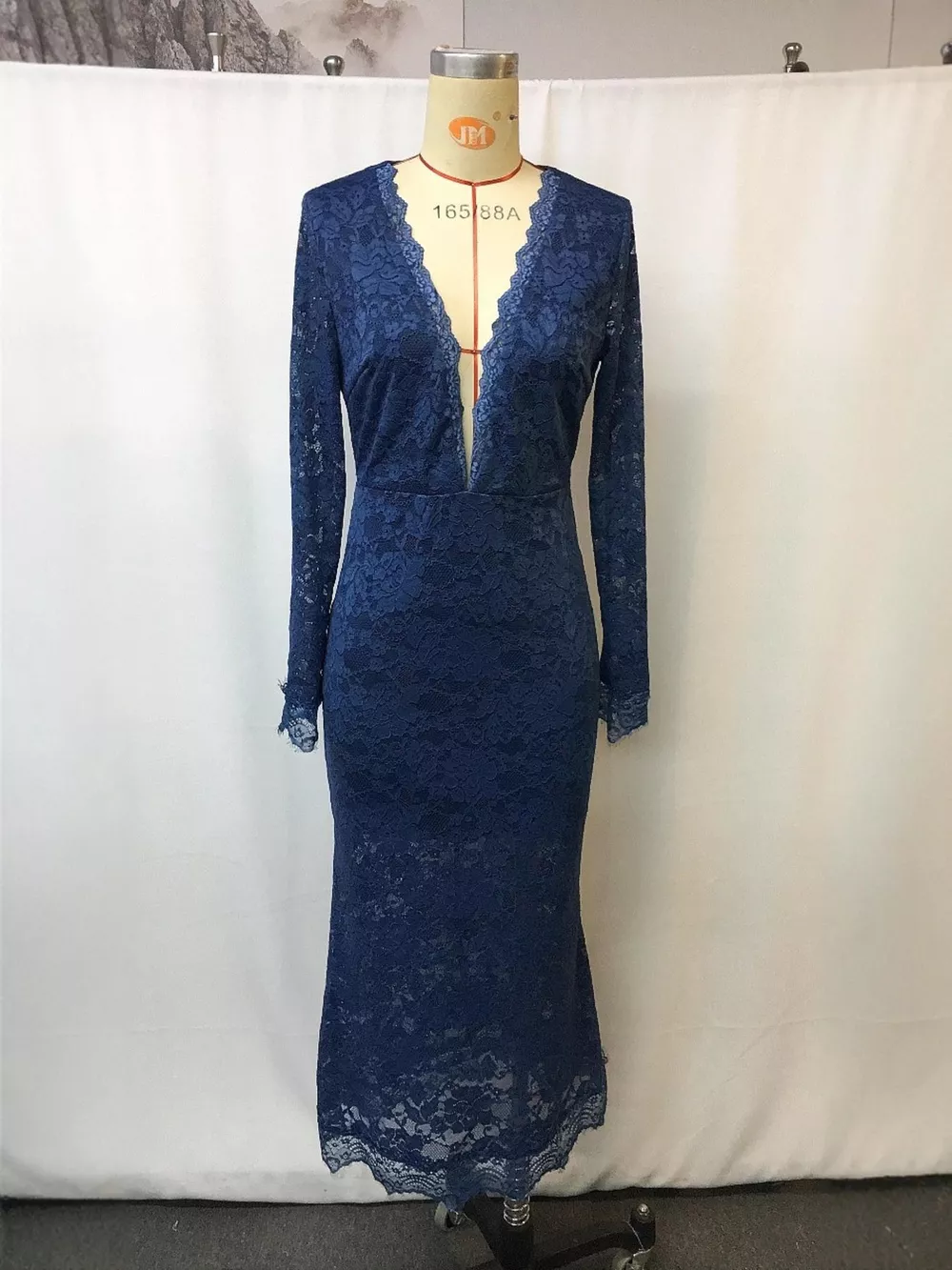Full Size Lace Long Sleeve Midi Dress Plus Size, image 4