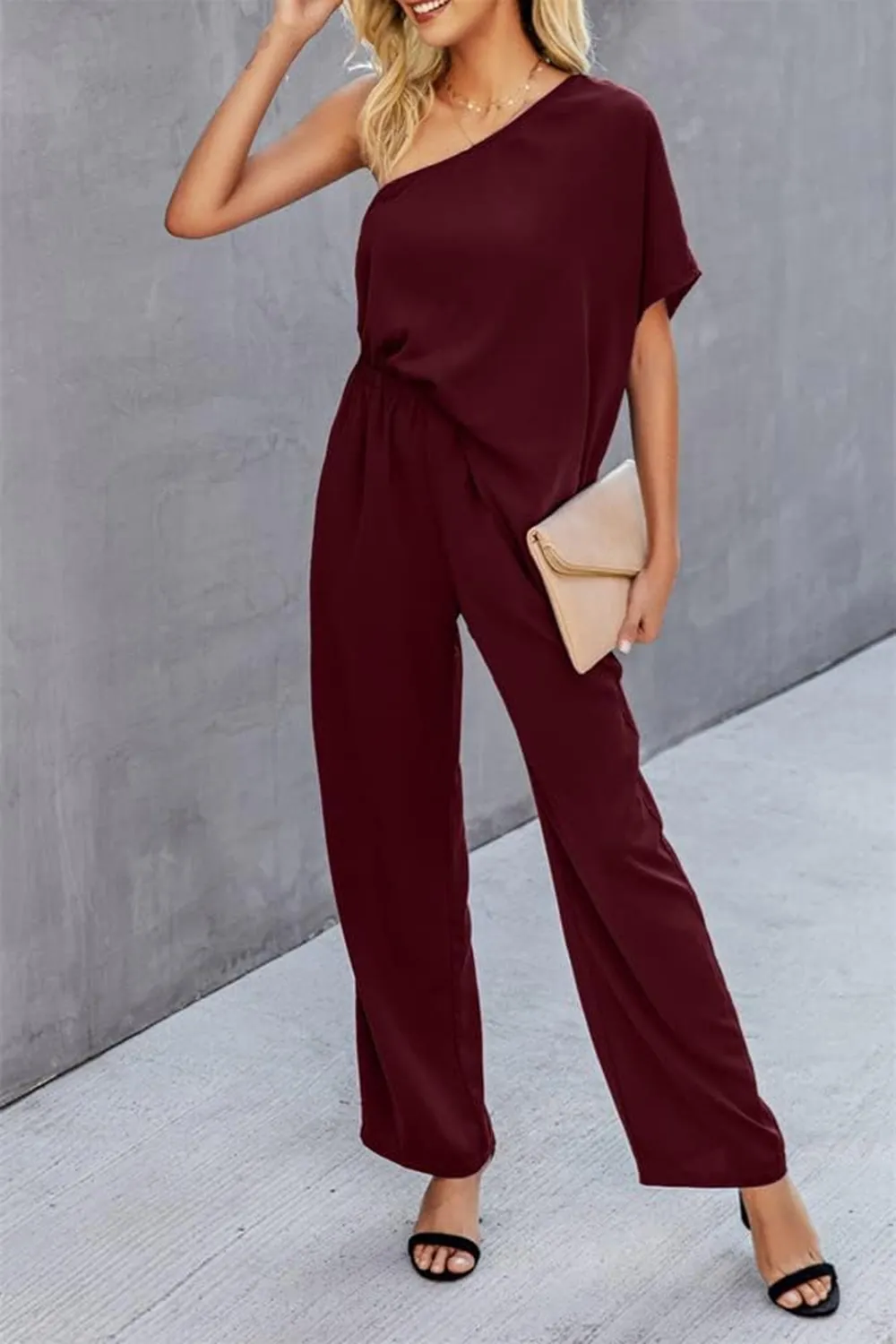 Single Shoulder Short Sleeve Jumpsuit, image 10
