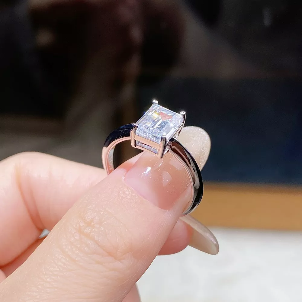 2 Carat 925 Sterling Silver Moissanite Geometric Ring, image 2