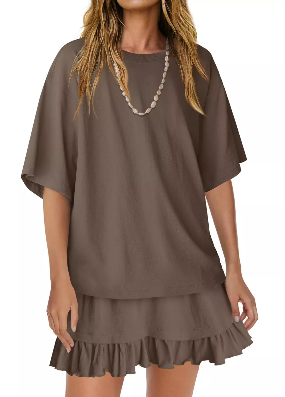 Round Neck Half Sleeve Tee and Skirt Set, image 17