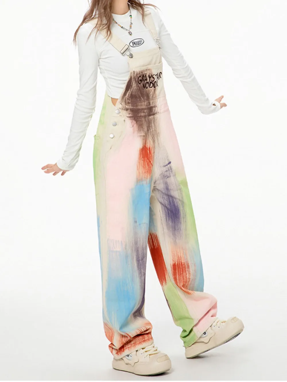 Colorful Wide Leg Overalls, image 3
