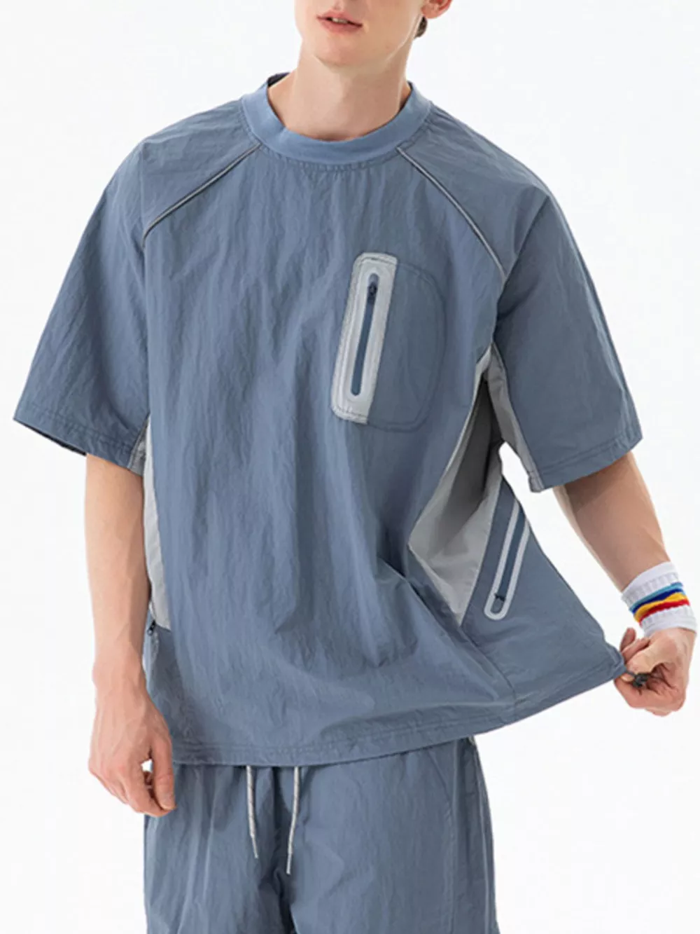 Men's Contrast Round Neck Half Sleeve Active T-Shirt