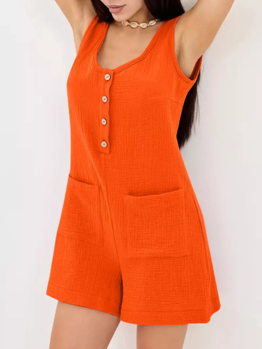 Casual Button-Down Sleeveless Romper, image 23