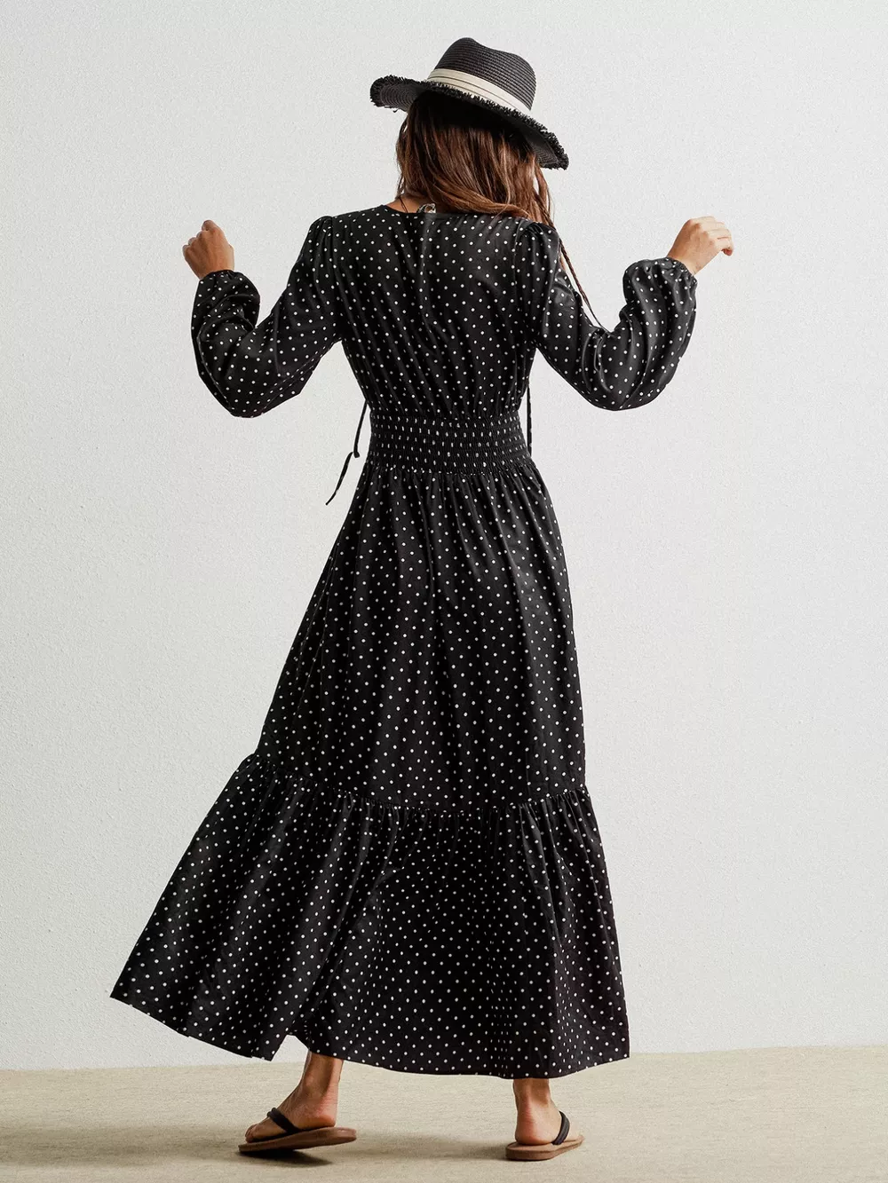 Polka Dot Long Sleeve Maxi Dress, image 7