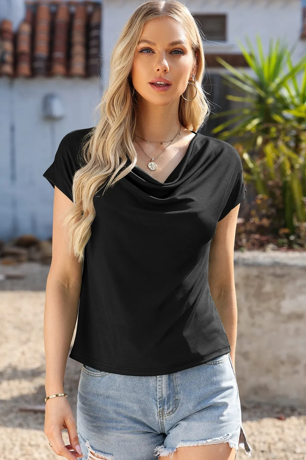 Cowl Neck Short Sleeve T-Shirt, image 16