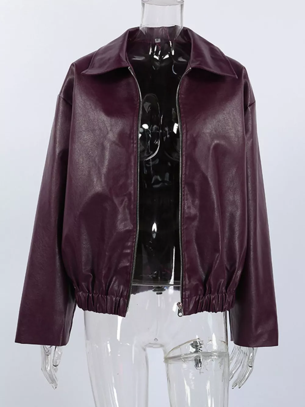 Faux Leather Zip Up Jacket, image 14