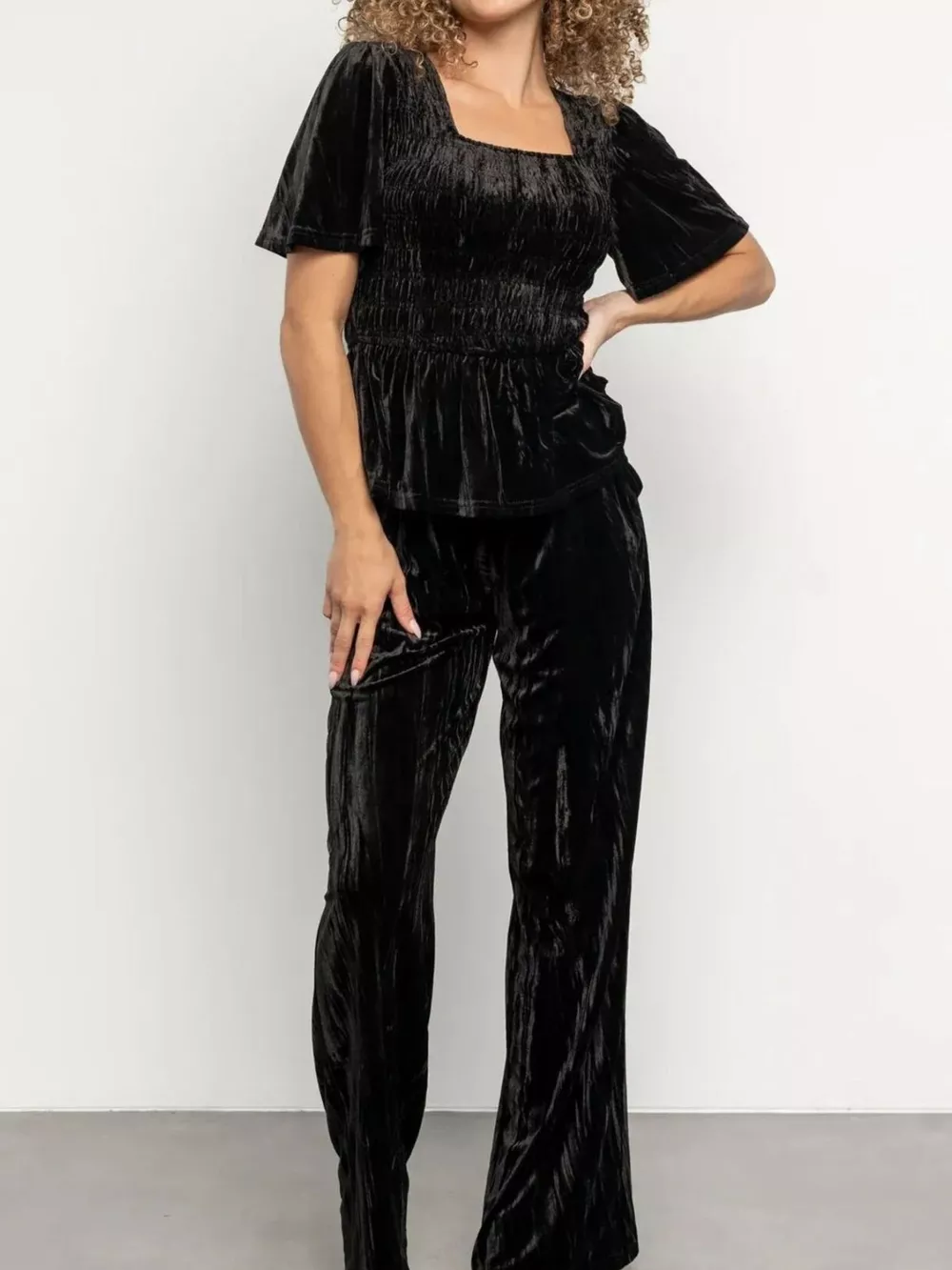 Velvet Top and Wide-Leg Pants Set, image 8