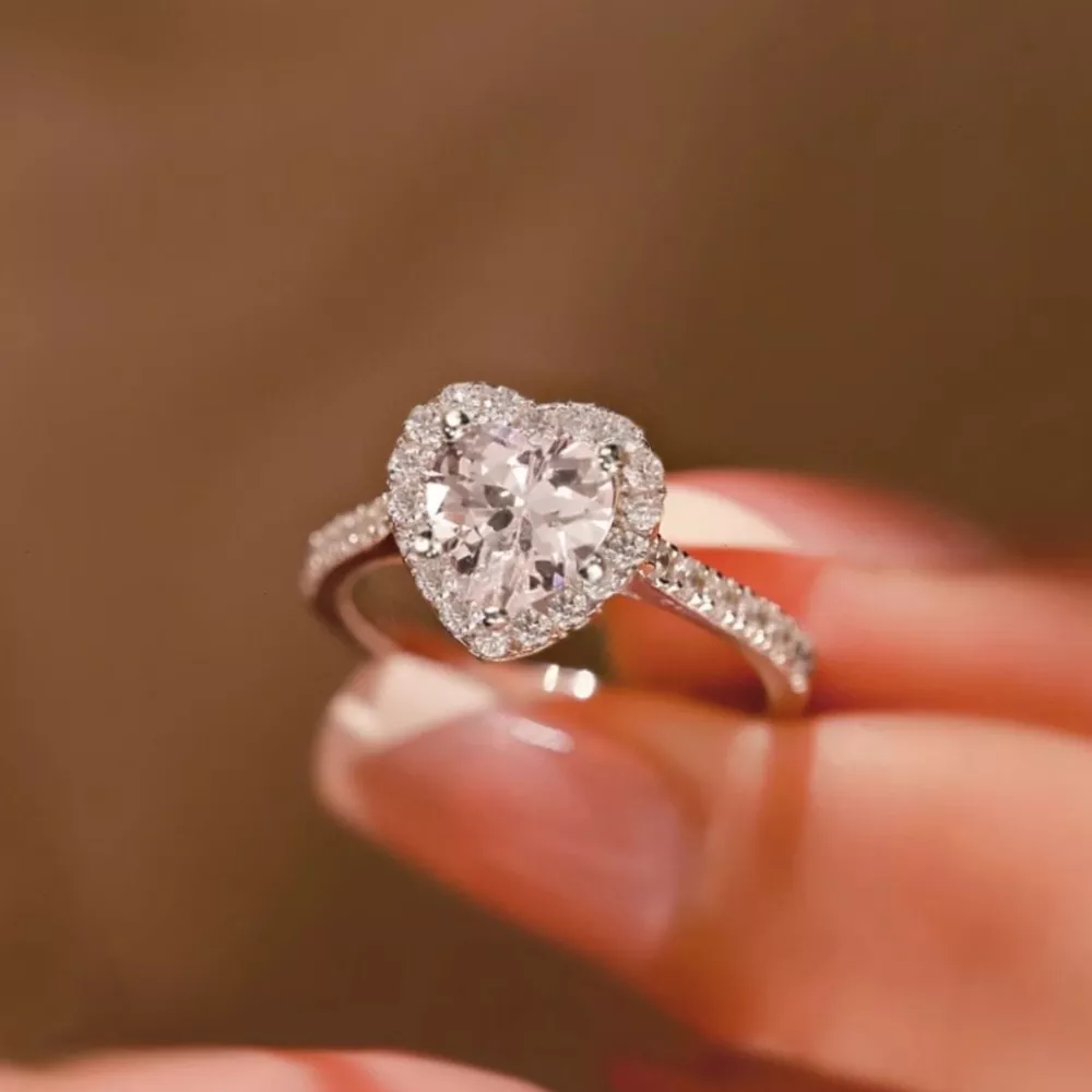 1 Carat Moissanite 925 Sterling Silver Heart Ring, image 5