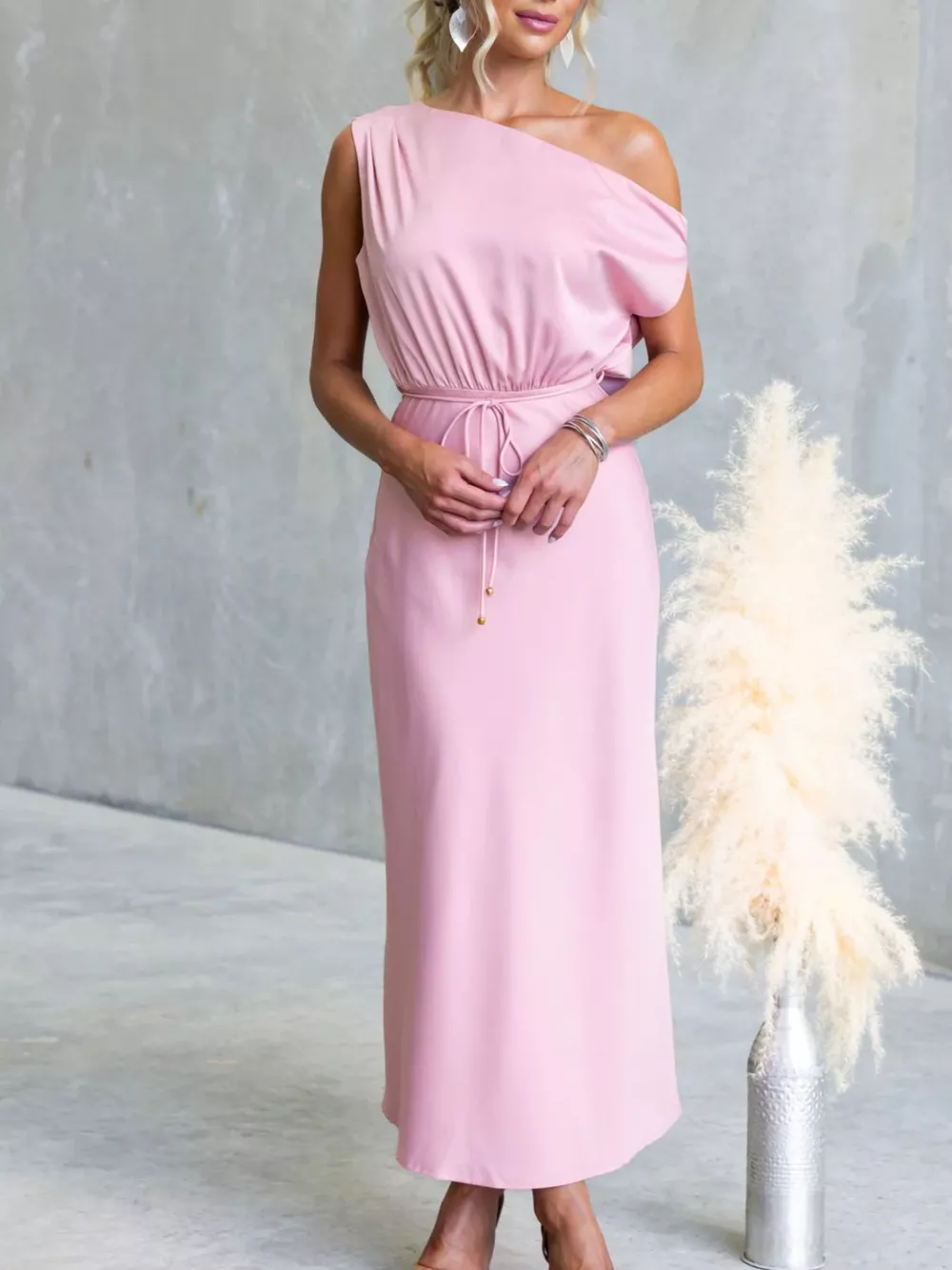One-Shoulder Tied Midi Dress, image 16