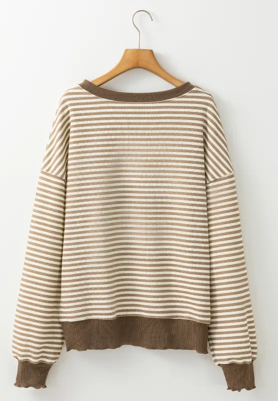 Striped Round Neck Long Sleeve Sweatshirt, image 19