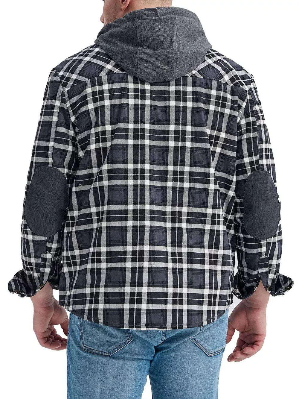 Men's Snap Down Hooded Plaid Shacket, image 5