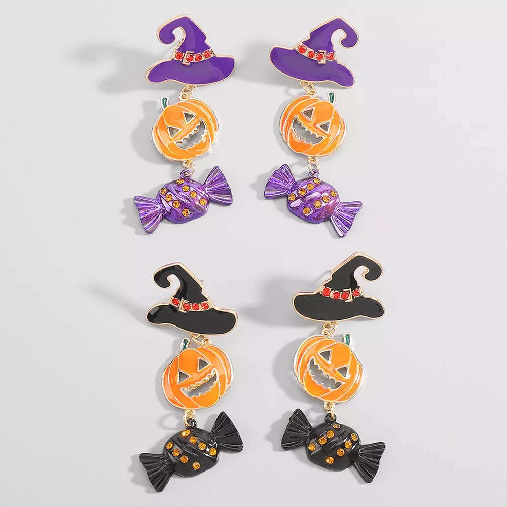 Halloween 18K Gold-Plated Alloy Pumpkin Earrings, image 11