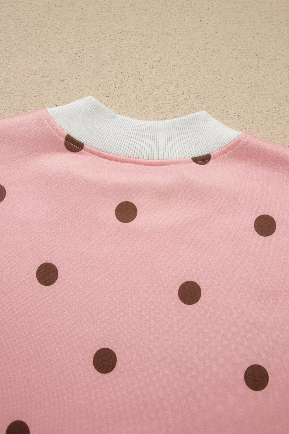 Polka Dot Long Sleeve Sweatshirt and Shorts Lounge Set, image 6
