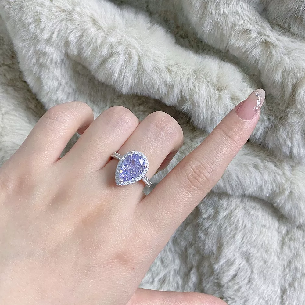 925 Sterling Silver Zircon Teardrop Ring, image 9