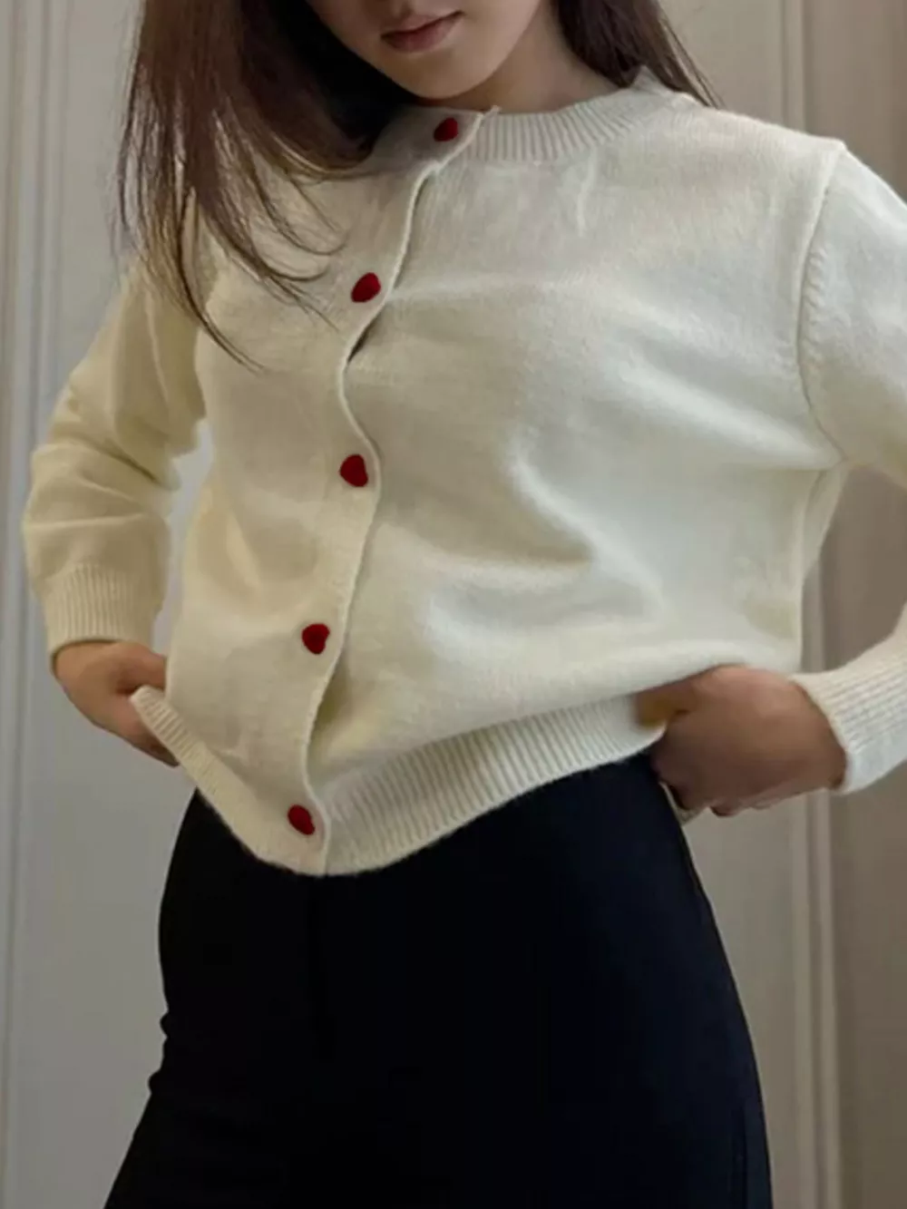 Button-Front Long Sleeve Cardigan, image 5