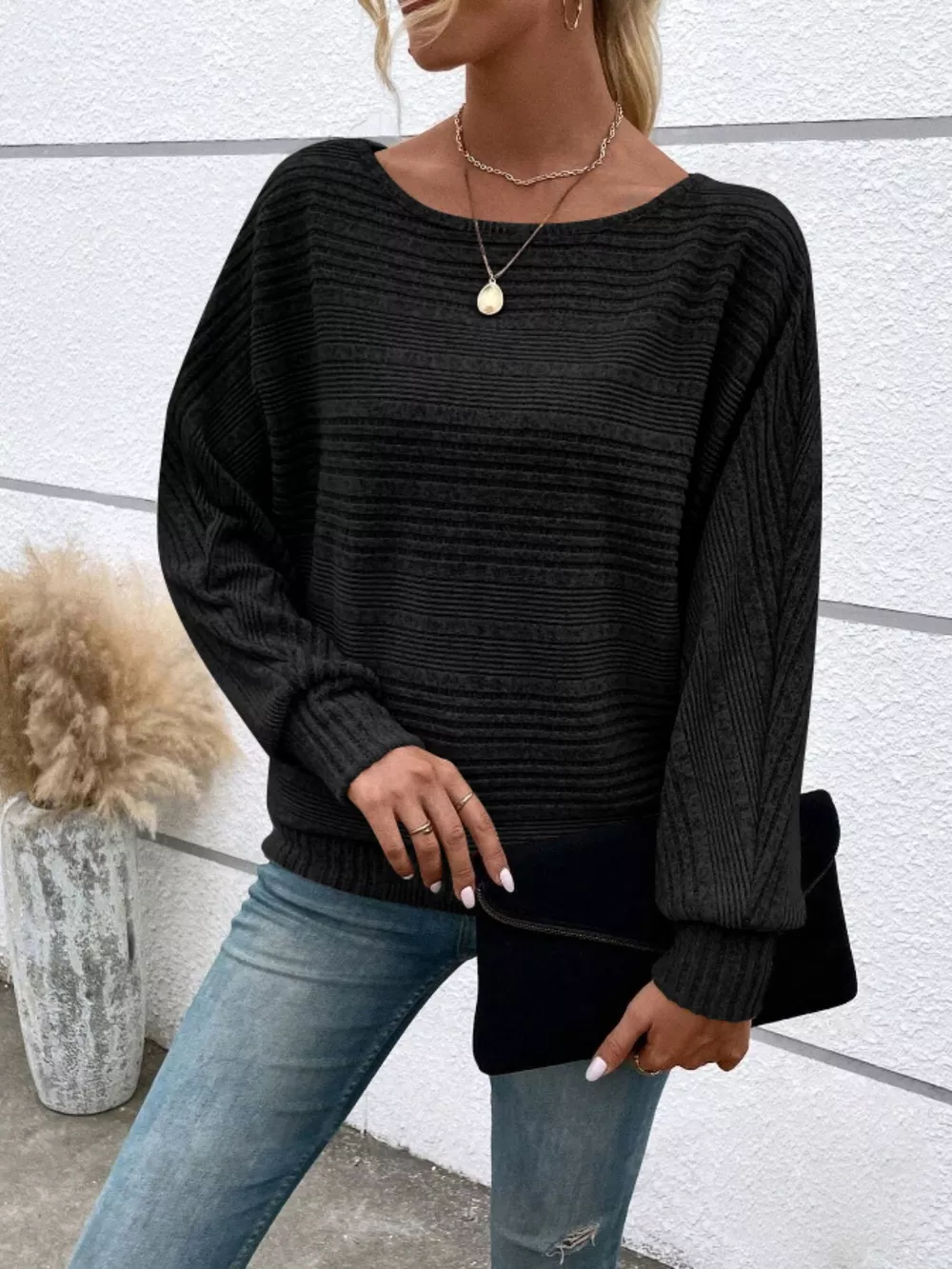 Relaxed Fit Ribbed Knit T-Shirt, image 9