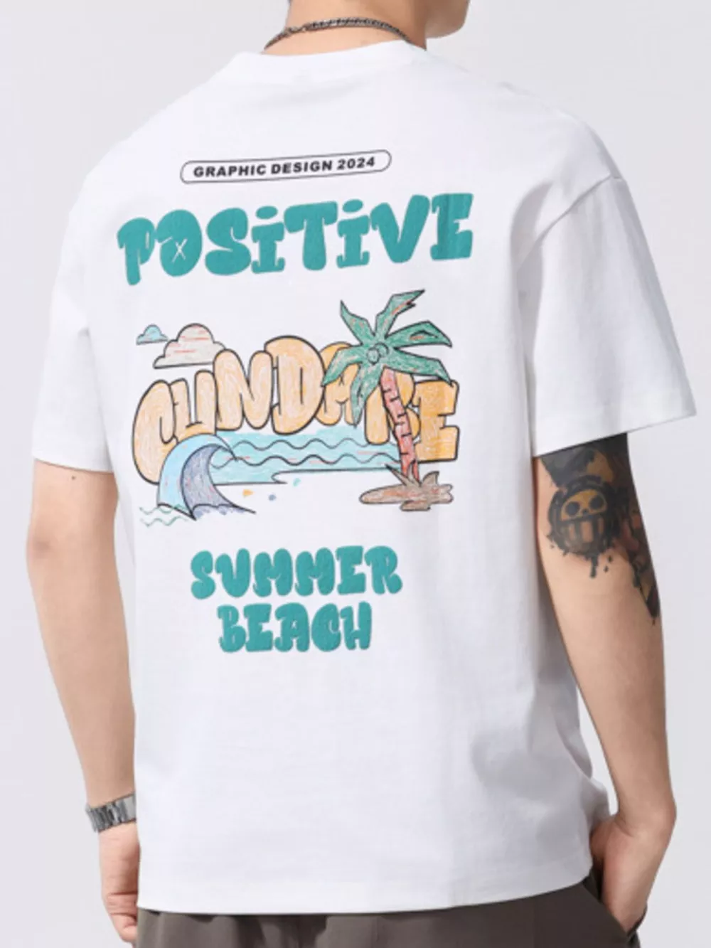 Men's Plus Size Letter Graphic Round Neck T-Shirt, image 3