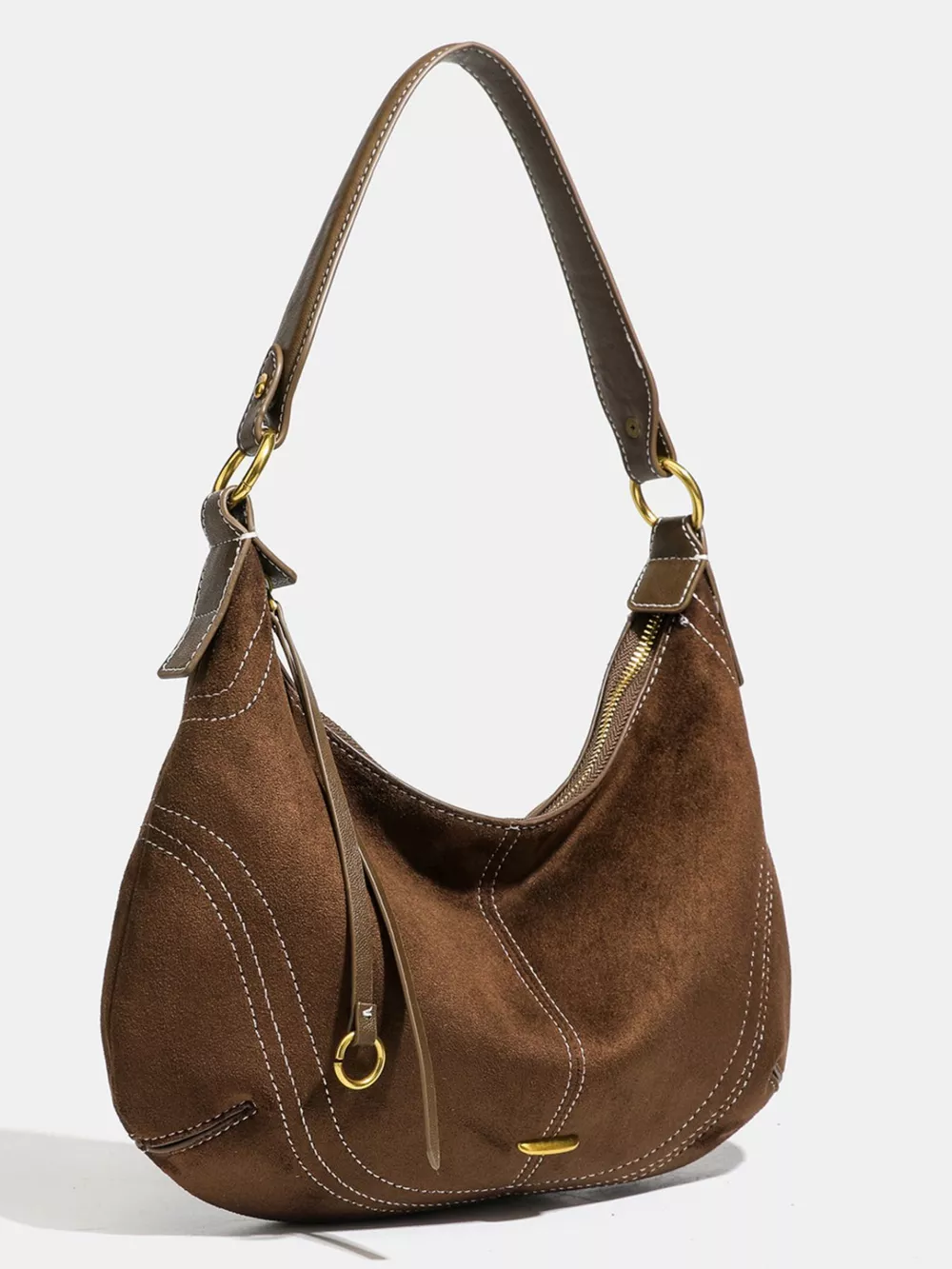 Vintage Suede Hobo Shoulder Bag, image 4