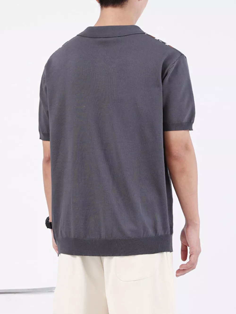 Men's Plus Size Striped Knit Polo with Zipper, image 3