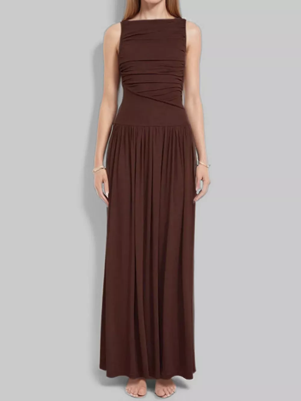 Ruched Sleeveless Maxi Dress