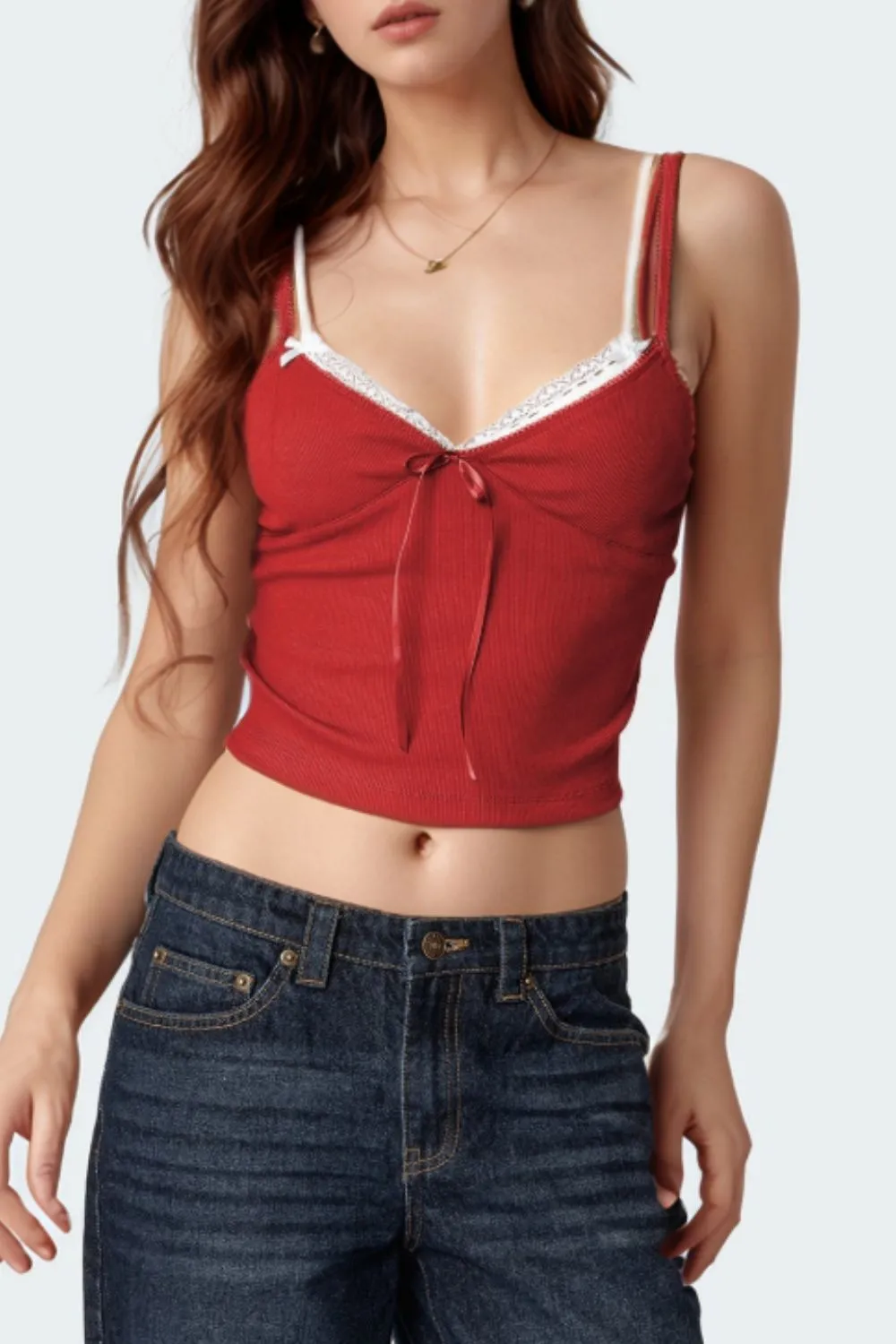 Lace Detail V-Neck Cami, image 3