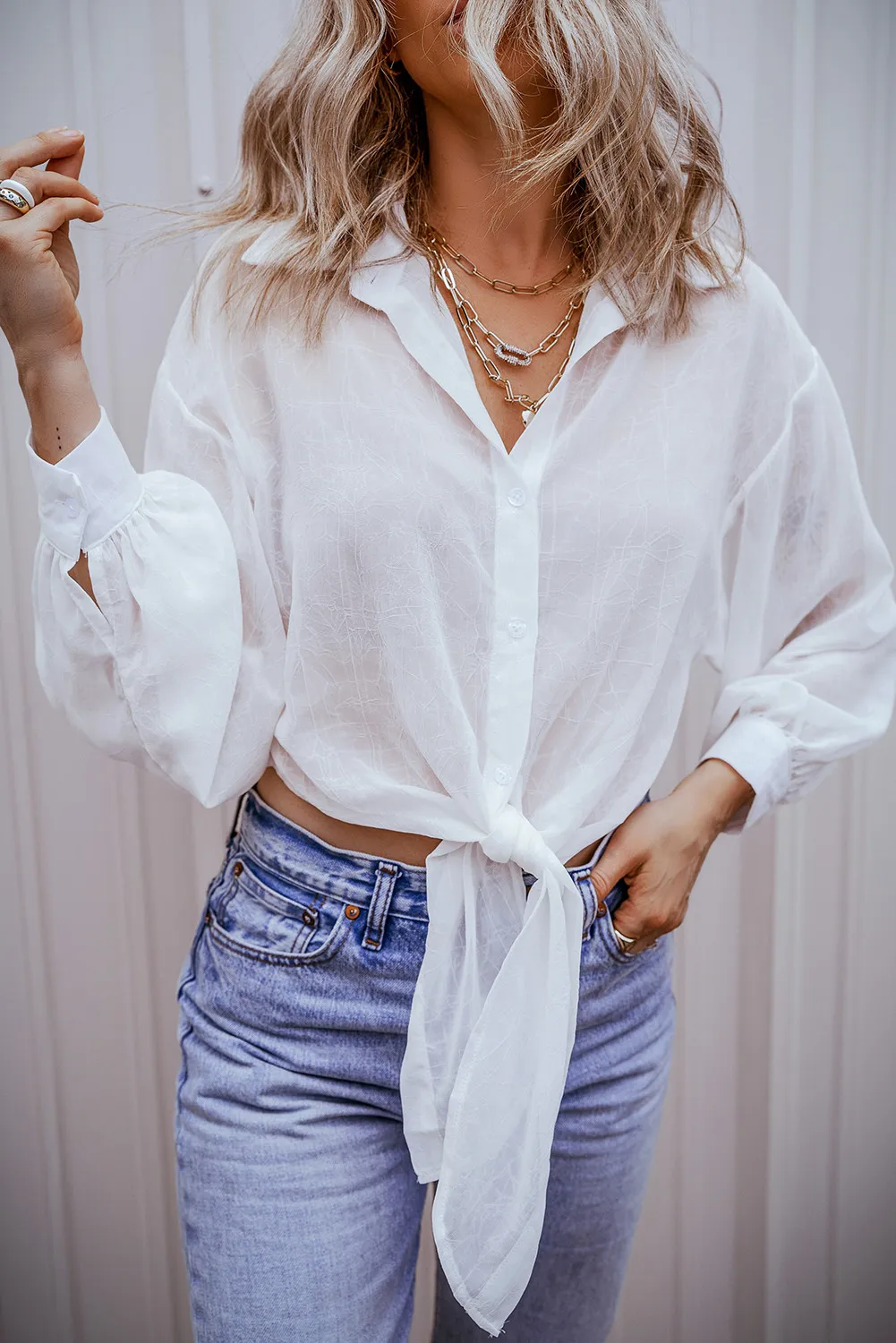 Collared Neck Long Sleeve Shirt, image 3
