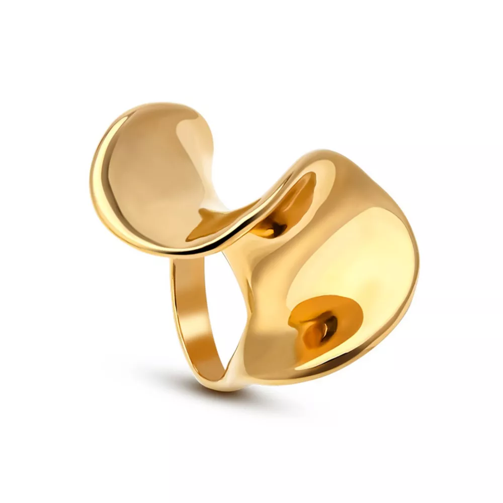 18K Gold-Plated Copper Geometric Sculptural Ring, image 5