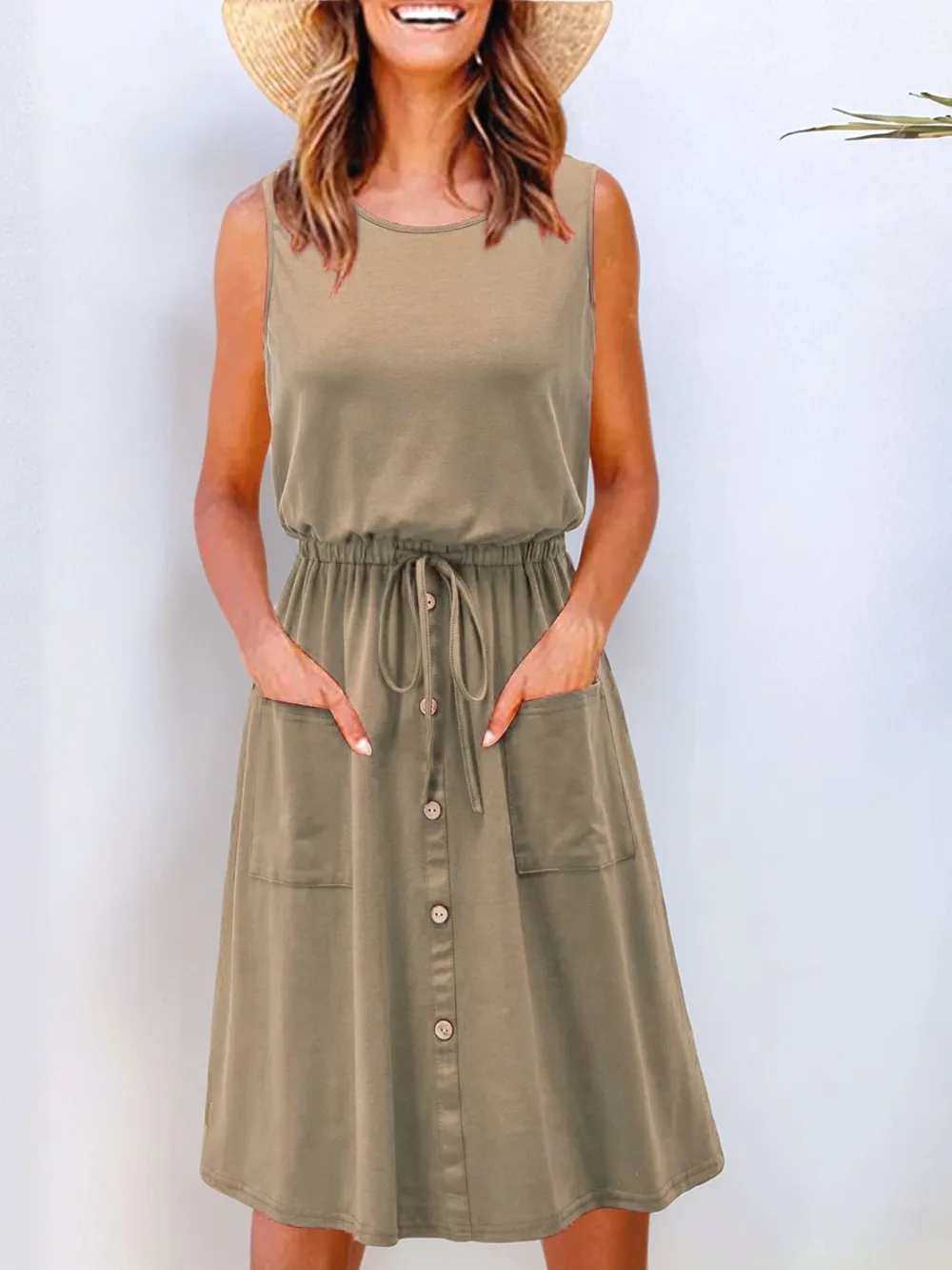 Full Size Round Neck Sleeveless Tank Dress Plus Size, image 9