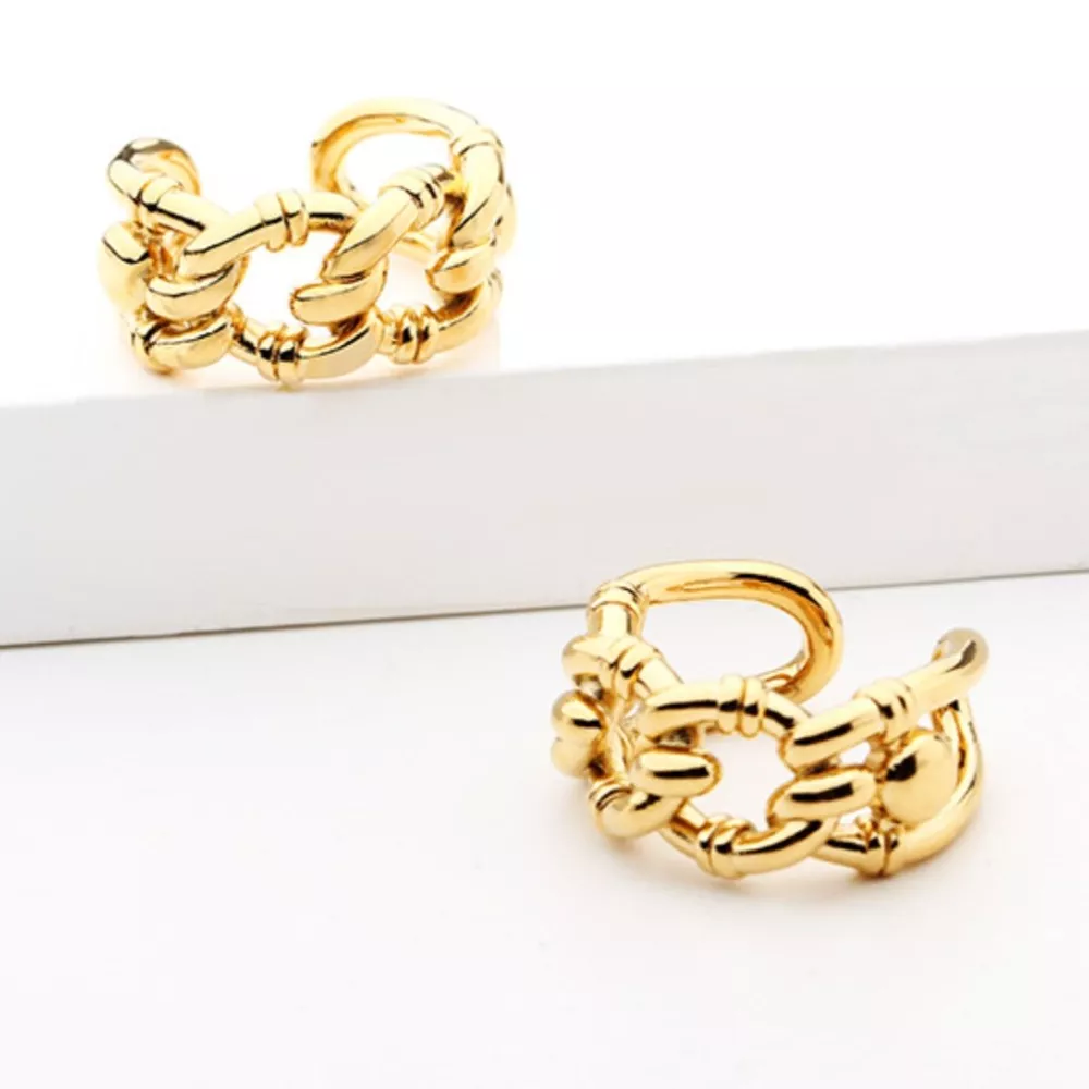 18K Gold-Plated Chain Link Open Ring, image 5